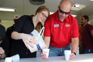 Destiny and Jason serving ice cream